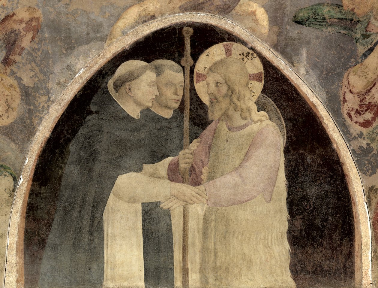 Christ Welcomes Two Dominican Friars, freskdetalj av 78936 av Fra Angelico