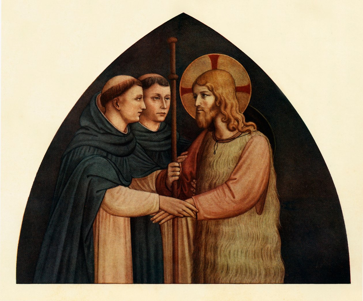 Kristus som en pilgrim möttes av två dominikaner, 1400-talet, c1909 av Fra Angelico