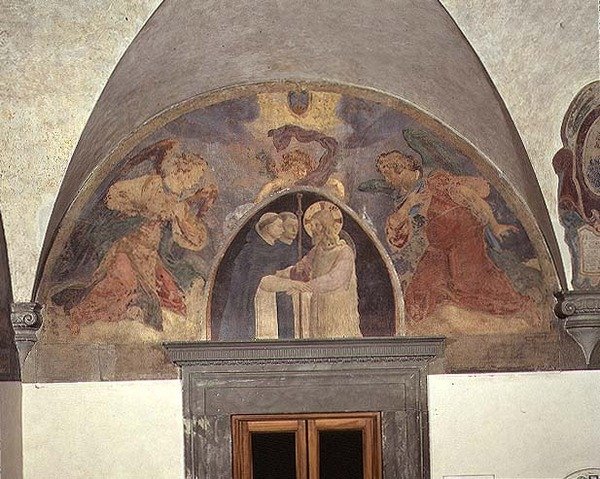 Kristus välkomnar två dominikanerbröder, lunette av Fra Angelico