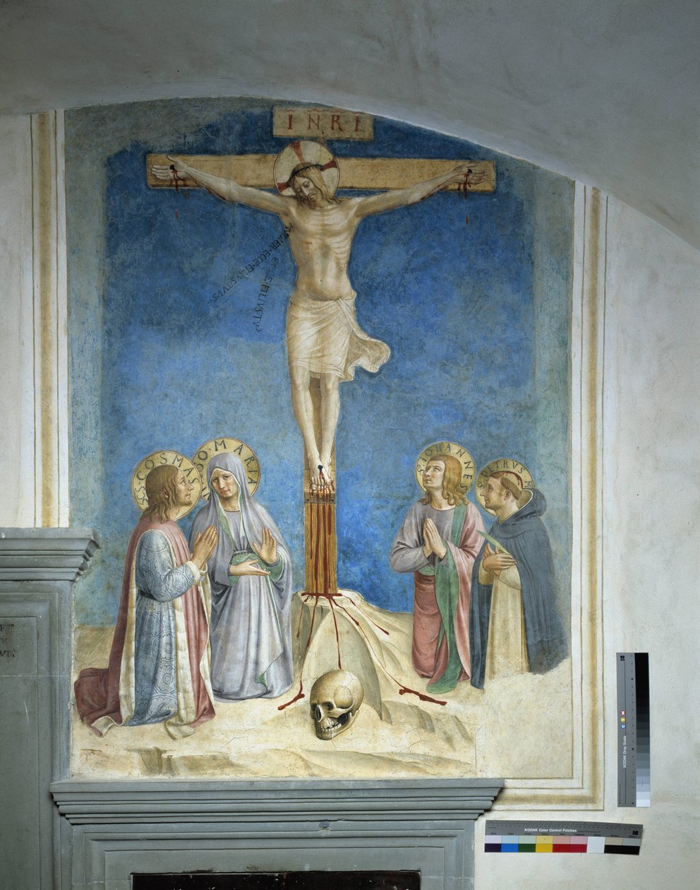 Korsfästelse med Jungfru Maria och Saint Cosme av Fra Angelico