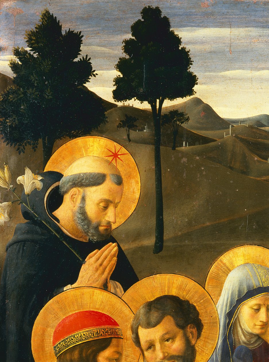 Detalj av St Dominic från korsfästelsen av Fra Angelico