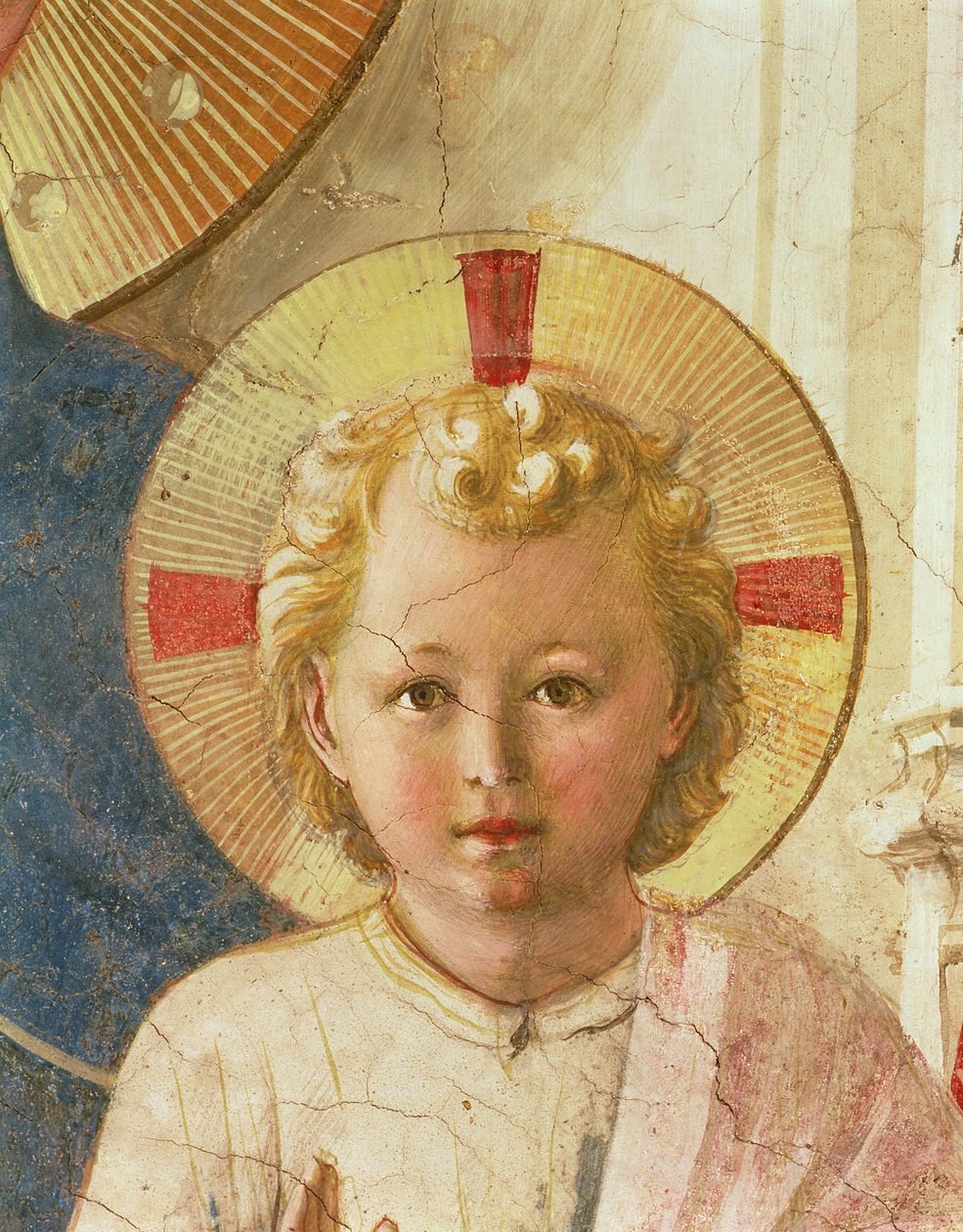 Detalj av Kristusbarnet från Madonna delle Ombre Madonna of the Shadows, fresk från 1450 av Fra Angelico