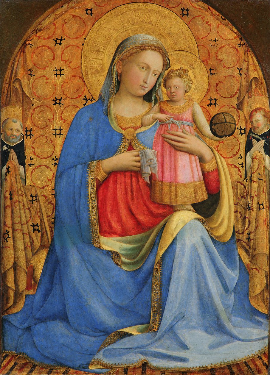 Tyska: Maria mit dem Kind und Heiligen Madonna och barnet av Fra Angelico