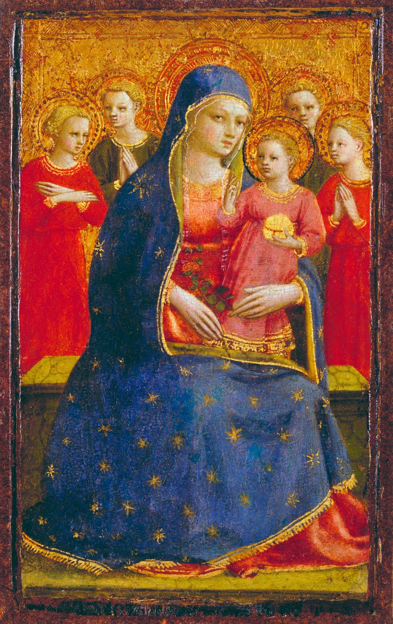 Madonna och barn med änglar, ca 1425 (tempera och guld på panel) av Fra Angelico