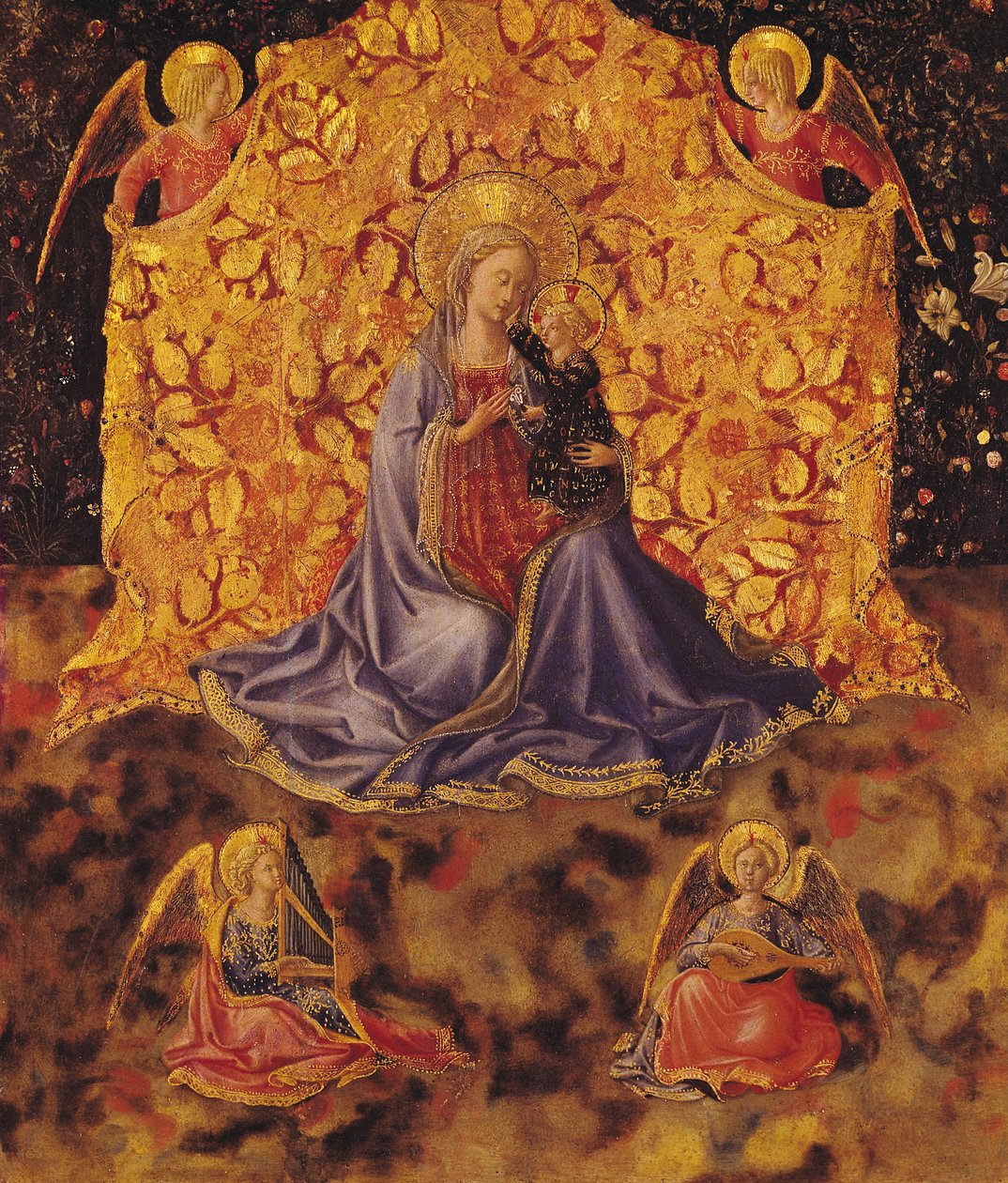 Ödmjukhetens Madonna med Kristusbarnet och änglar av Fra Angelico