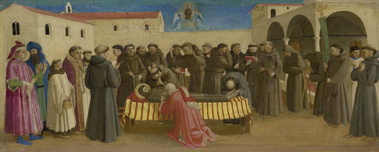 Del av en predella: begravningsmässan för den helige Franciskus av Fra Angelico