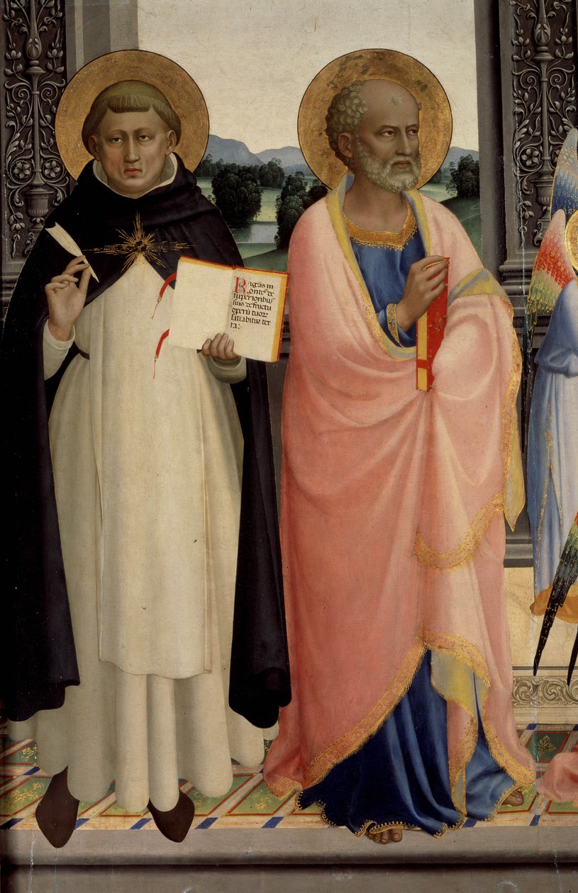 Polyptyx av Saint Dominic som representerar en madonna och ett barn med helgon. av Fra Angelico
