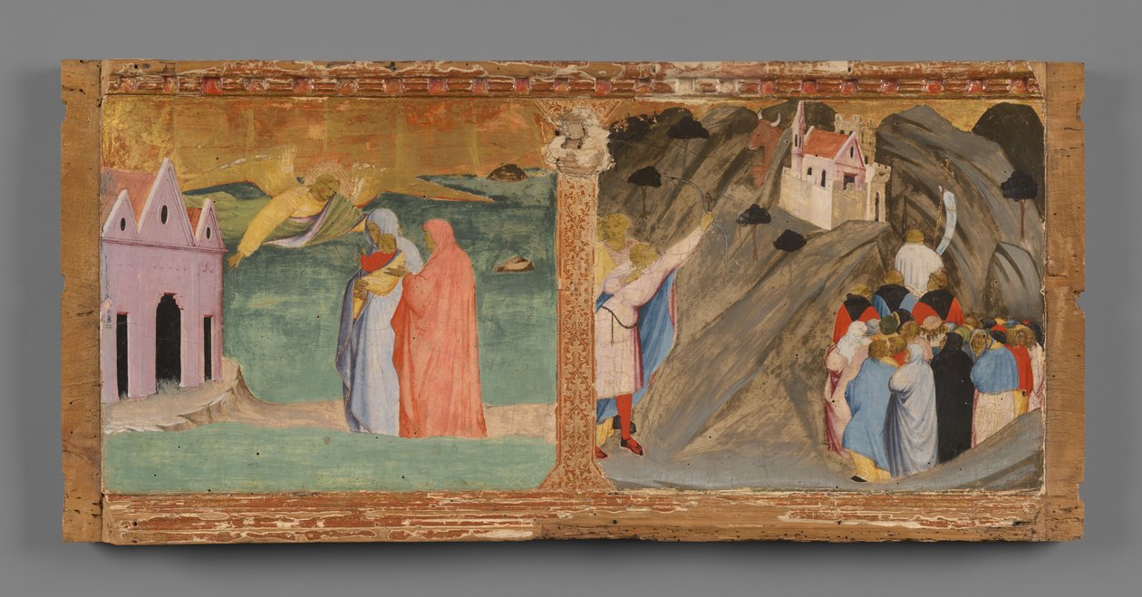 Predella: Zwei Szenen aus der Legende des Heiligen Michael av Fra Angelico