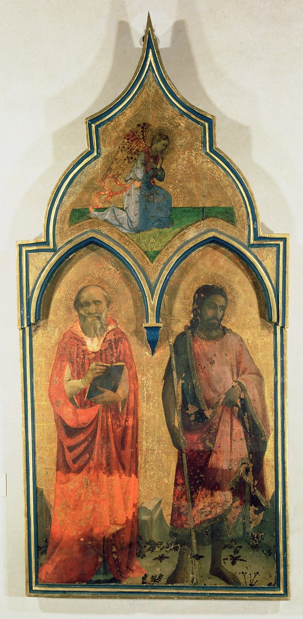 SS. Hieronymus och Johannes Döparen, sidopanel från Madonnan och barnet med tabernaklet för den heliga treenigheten, ca 1430 (tempera på panel) (se även 94746, 94748) av Fra Angelico