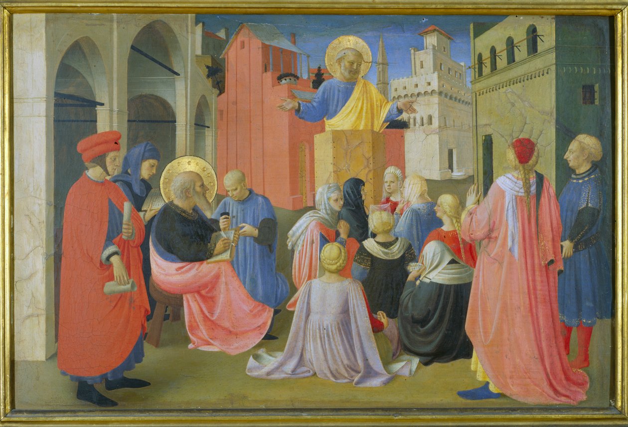 St. Peter Preaching, predella från Linaiuoli-triptyken, 1433 (tempera på panel) av Fra Angelico