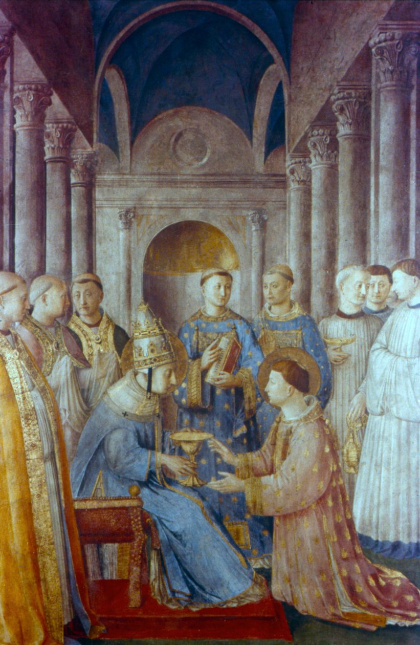 St Sixtus II och hans diakon St Laurence, mitten av 1400-talet av Fra Angelico