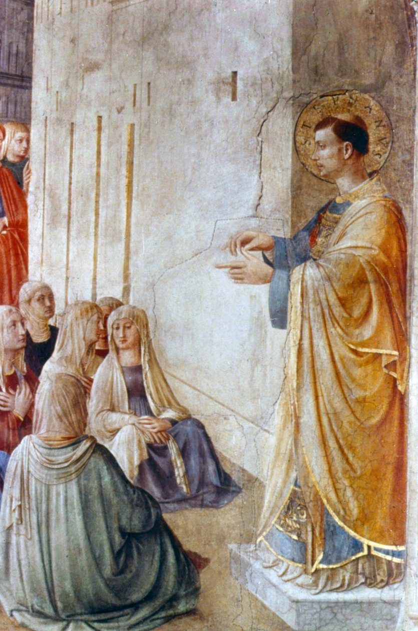 St Stephen Preaching detalj, mitten av 1400-talet av Fra Angelico