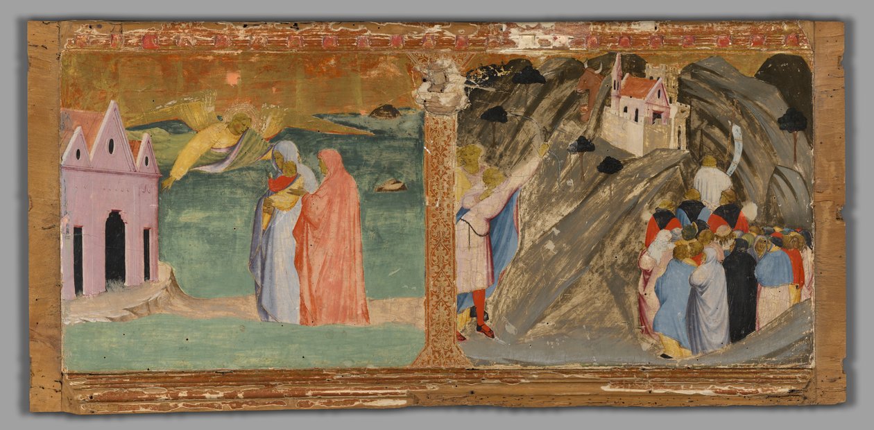 Uppenbarelsen av Saint Michael på Mont Saint-Michel och tjurens mirakel vid Monte Gargano av Fra Angelico
