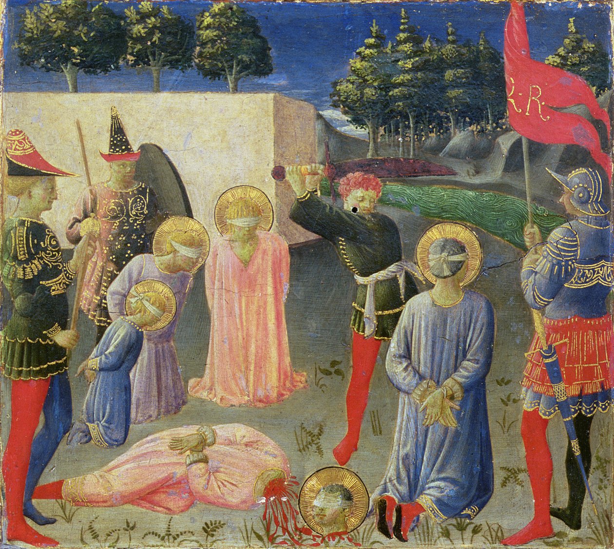 Halshuggningen av St. Cosmas och St. Damian, från predella av Annalena altartavla, ca 1434 (tempera på panel) av Fra Angelico