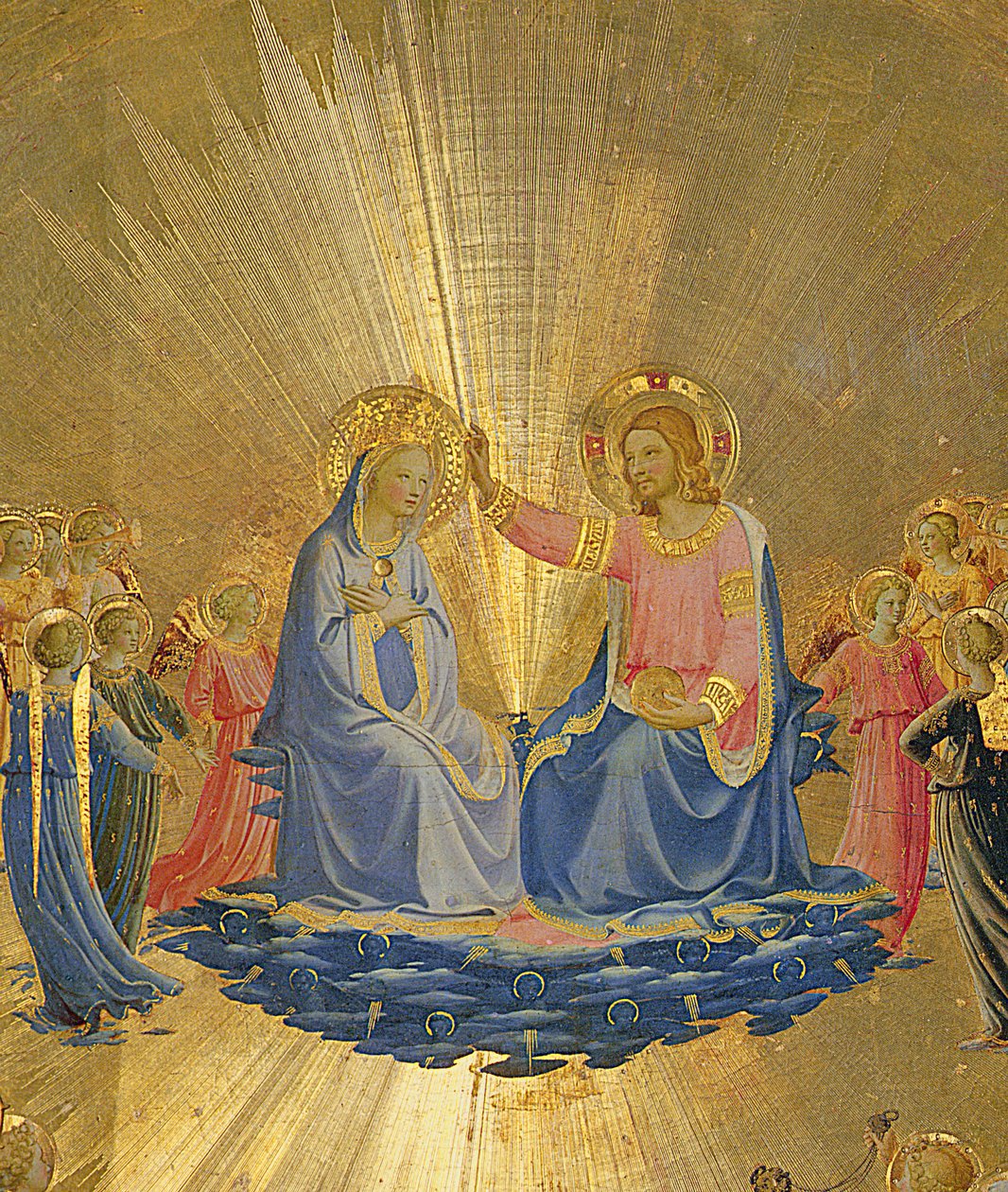 Jungfruns kröning, ca 1440 (tempera på panel) (central detalj av 49984) av Fra Angelico
