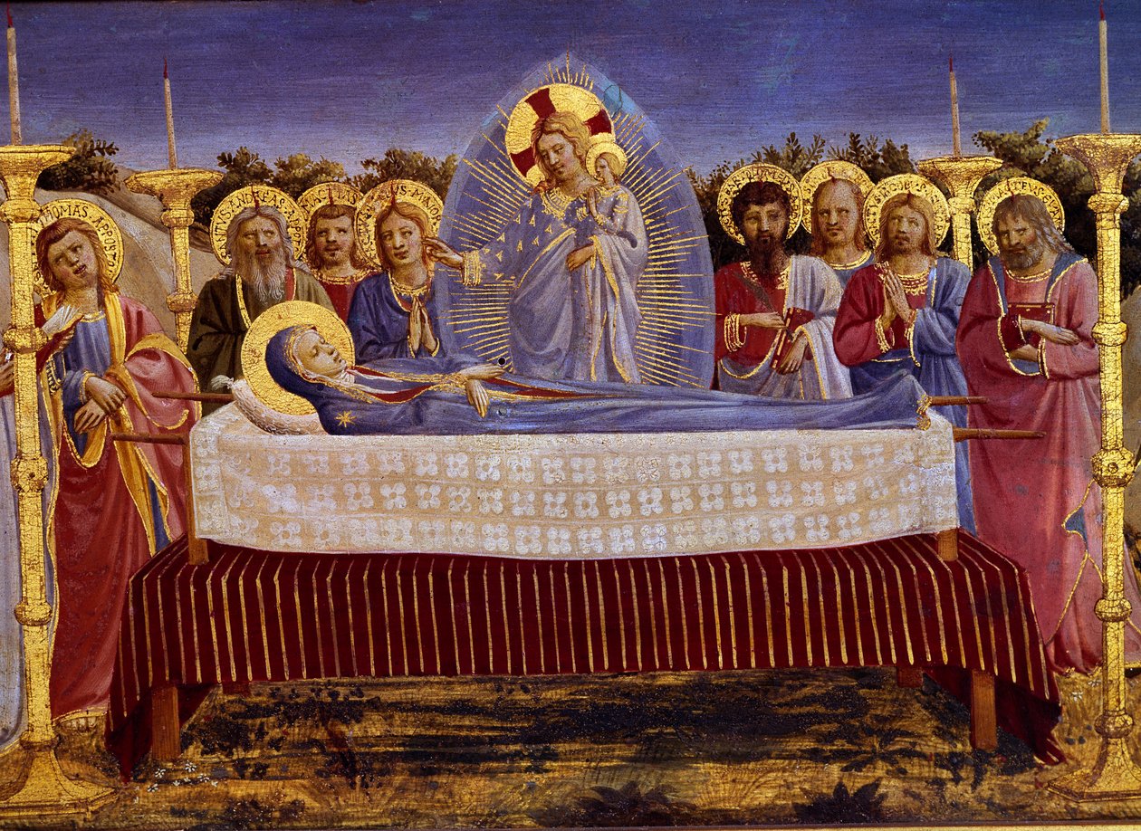 The Death of the Virgin, detalj, c.1435 tempera på paneldetalj av 78968 av Fra Angelico
