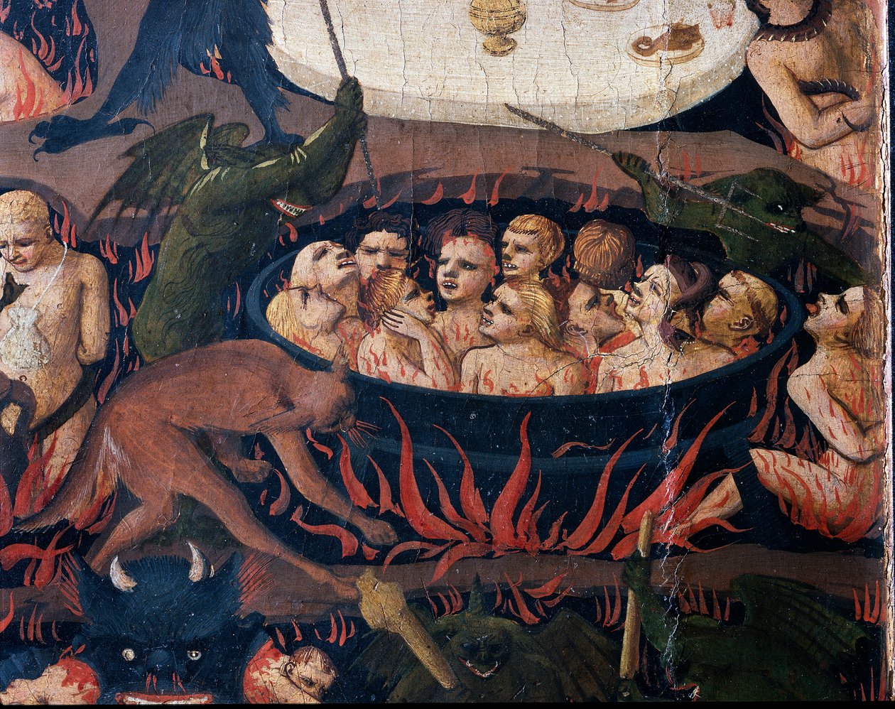 The Last Judgment: Hell - Förbannelsernas själar utsatta för tortyr i helvetets cirklar, 1432-1435 av Fra Angelico