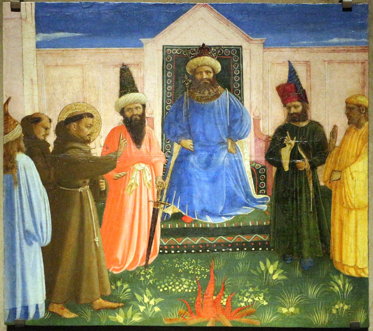 Eldprovet, S:t Franciskus erbjuder sig att gå genom eld för att omvända sultanen av Egypten (Legenda maior, IX, 8) av Fra Angelico