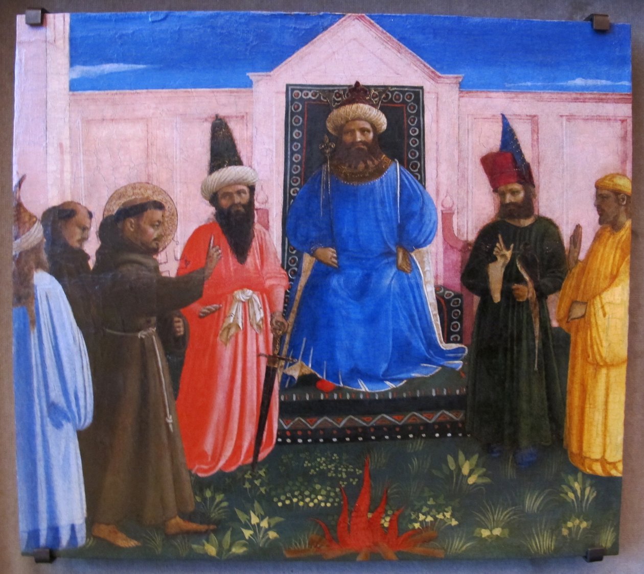 Eldprovet, S:t Franciskus erbjuder sig att gå genom eld för att omvända sultanen av Egypten (Legenda maior, IX, 8) av Fra Angelico