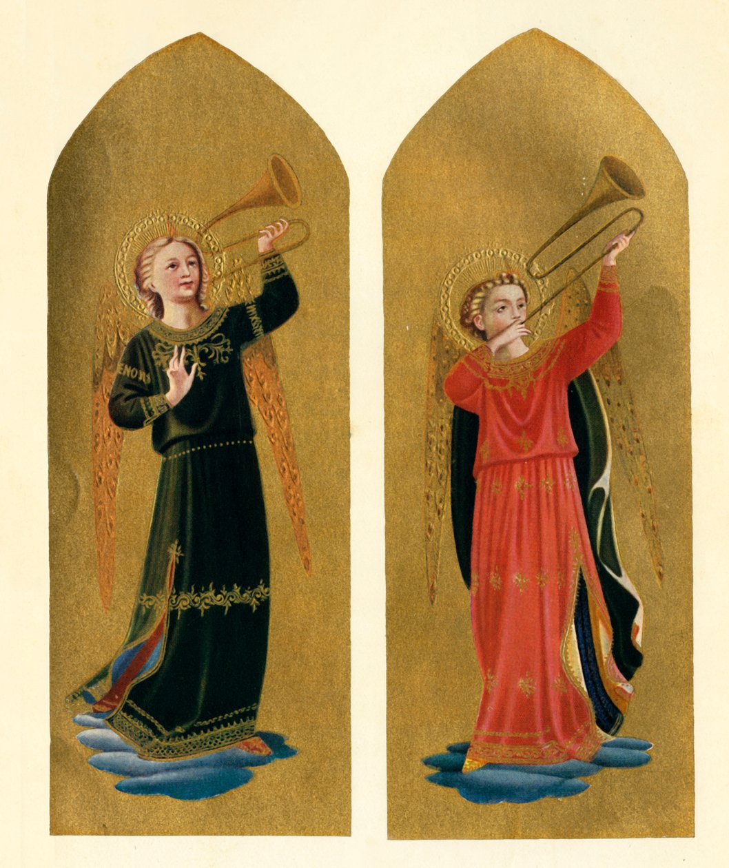 Två änglar med trumpeter, 1400-talet, c1909 av Fra Angelico
