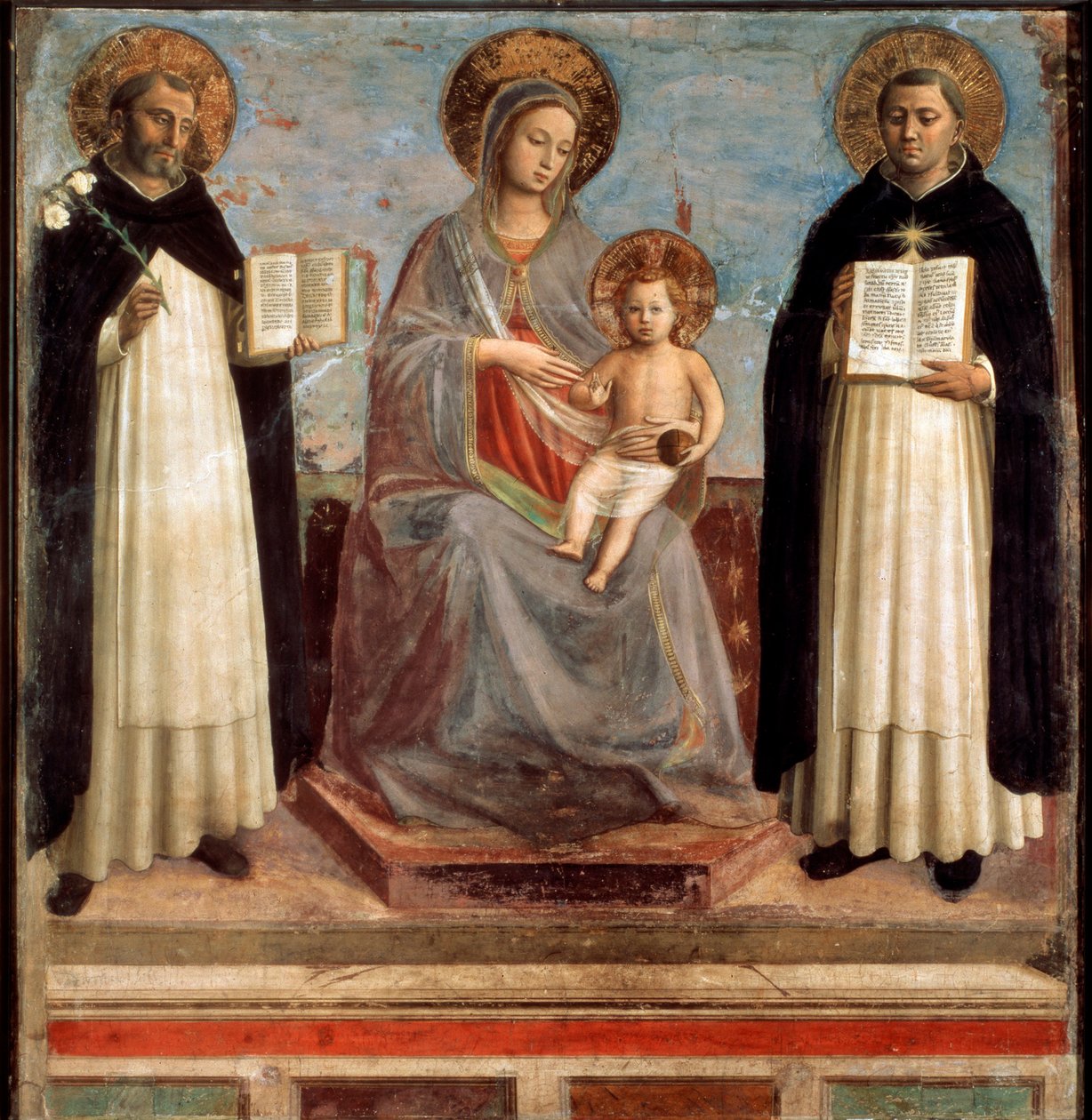 Jungfru och barn med heliga Dominicus och Thomas av Aquino, 1424-1430 av Fra Angelico