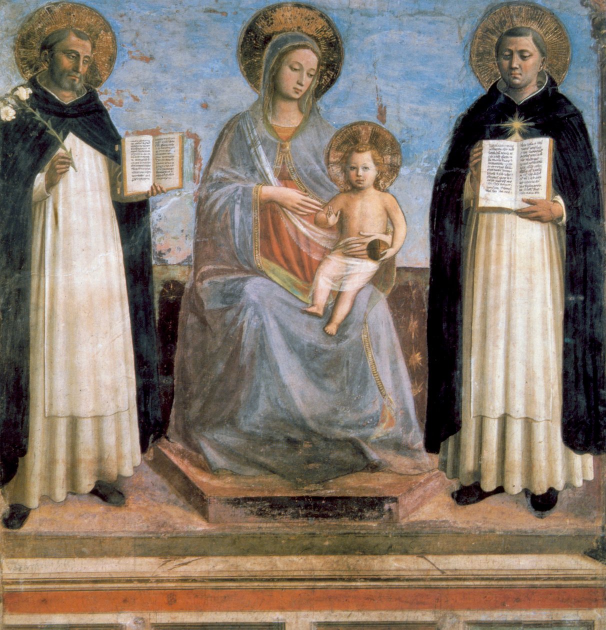 Jungfru och barn med Sankt Antonius av Padua och Sankt Thomas av Aquino, tidigt 1400-tal av Fra Angelico