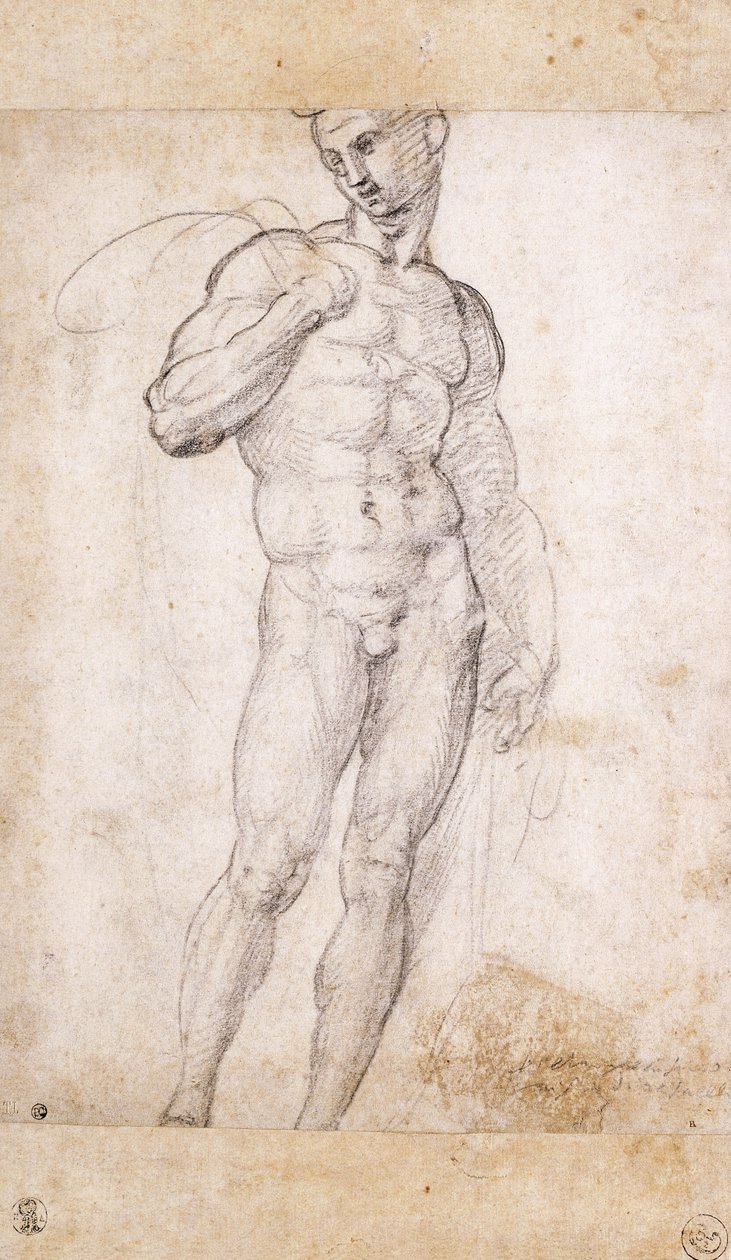 En naken som håller en udde över sina axlar, av Fra Bartolomeo