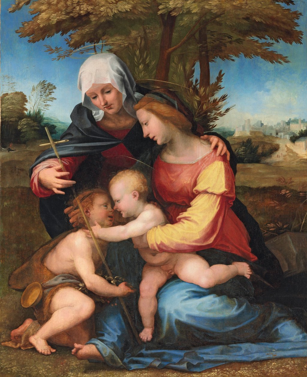 Madonnan och barnet i ett landskap med Saint Elizabeth och spädbarnet Saint John the Baptist, 1516 av Fra Bartolomeo