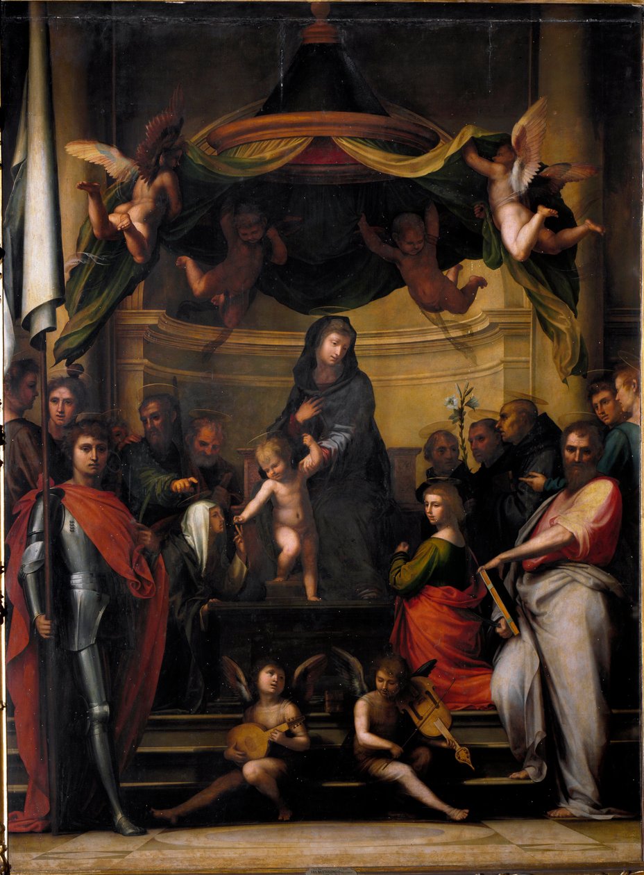 Jungfrun på tronen eller "" St. Katarinas mystiska bröllop"" Målning av Fra Bartolomeo av Fra Bartolomeo