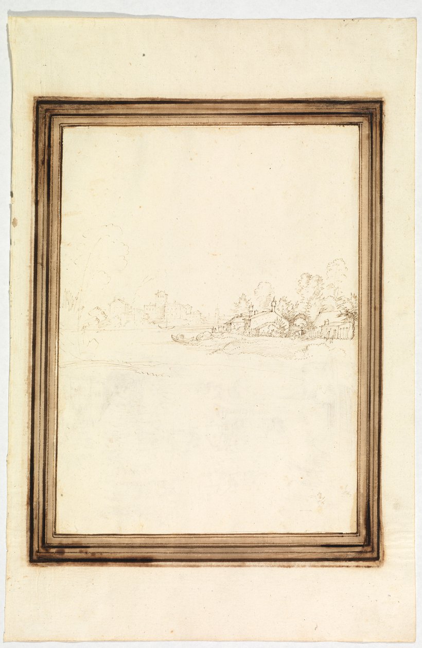 Stad på stranden av en flod av Fra Bartolomeo