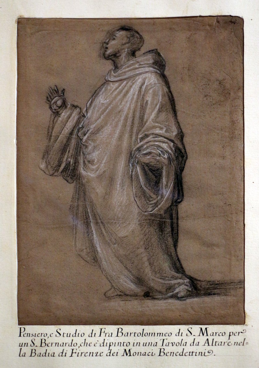 studie av Sankt Bernhard för madonna carondelet av Fra Bartolomeo