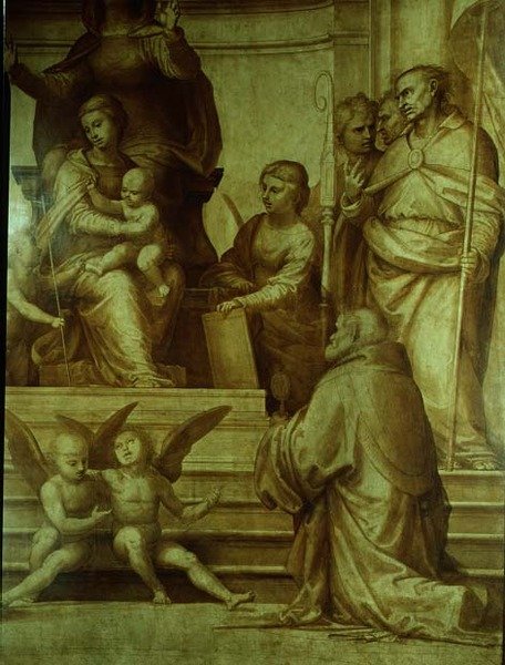 Stora rådets altartavla, detalj som föreställer helgon samlade på Jungfruns vänstra sida, 1510 av Fra Bartolommeo