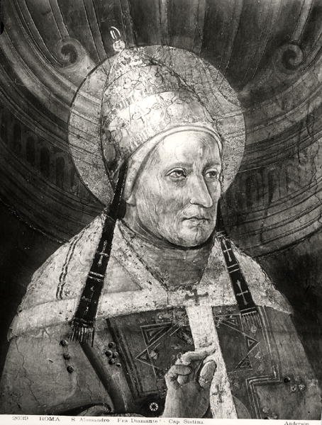 Alexander I (d.115) från Sixtinska kapellet (fresk) (s/v foto) av Fra Diamante