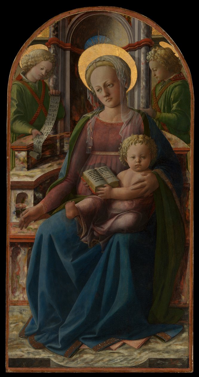 Tronande Madonna med barnet och två änglar av Fra Filippo Lippi