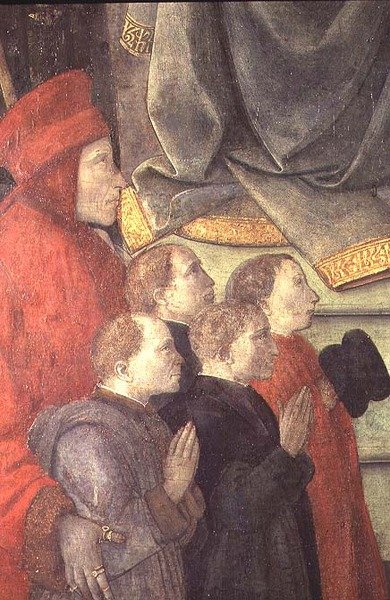 Porträtt av Datini och Buonomini del Ceppo, från Madonna del Ceppos altartavla av Fra Filippo Lippi