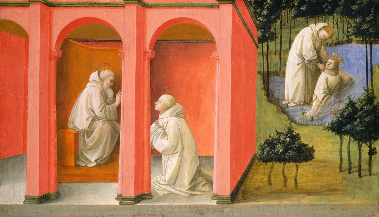 Saint Benedict beordrar Saint Maurus till Saint Placidus räddning av Fra Filippo Lippi