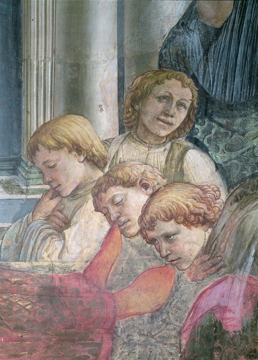 Celebration of the Relics of St. Stephen detalj av korister, 1452-66 fresk se även 63780 & 63782 av Fra Filippo Lippi