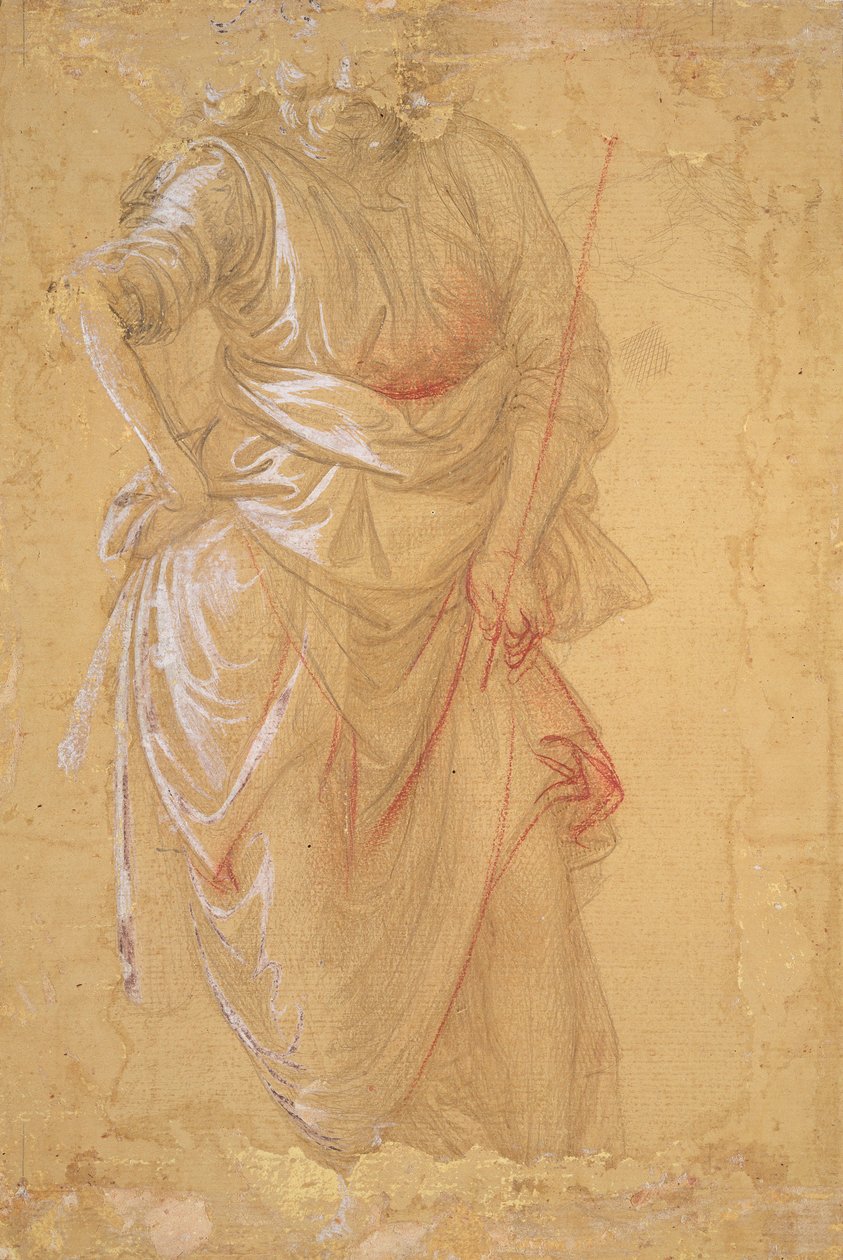 "Maggiordomo" av Herodes högtid (fresk i Prato katedral) (ritning) av Fra Filippo Lippi