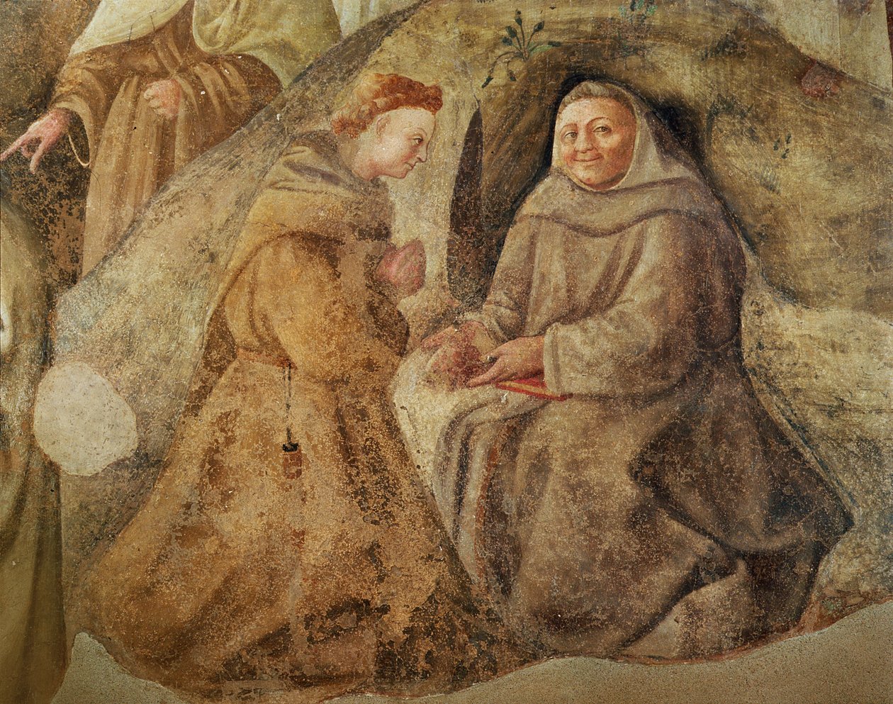 The Reform of the Carmelite Rule, detalj av två karmelitbröder, c.1422 freskdetalj från 94764 av Fra Filippo Lippi