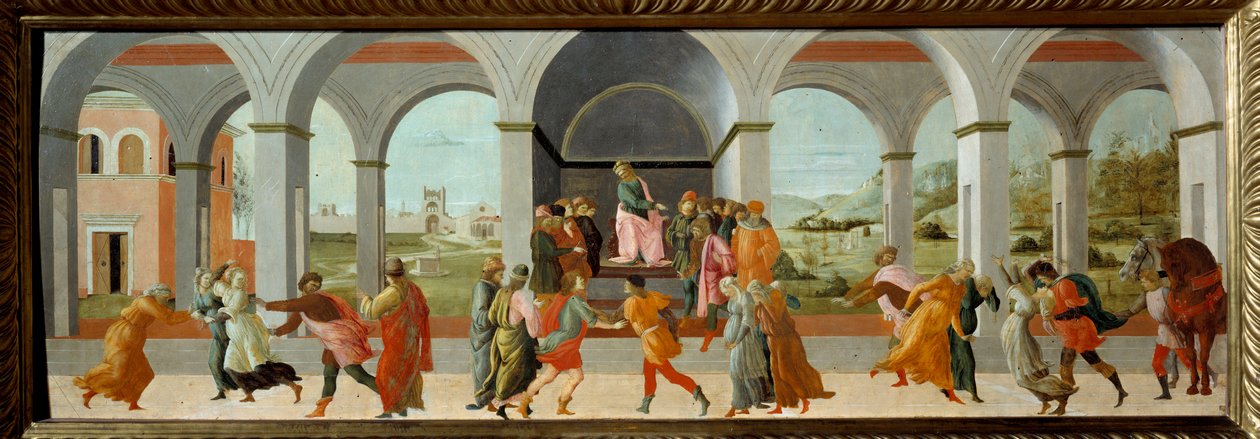 Tre scener från Virginias historia År 449 f.Kr. gör Appius Claudius, decemvir under Republiken Rom, anspråk på Virginia (Verginia), dotter till Centurion Virginius (Verginius) som han är kär i, som sin slav. Han missbrukar sin makt och gör henne till s av Fra Filippo Lippi