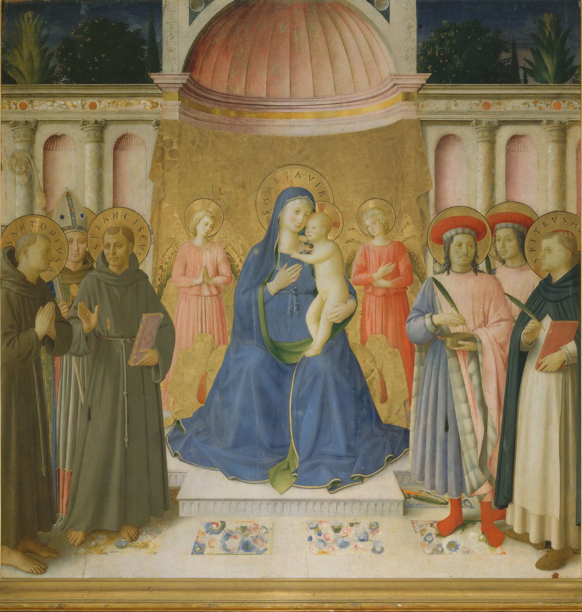 Heligt samtal Pala von Bosco ai Frati, ca. 1450. av Fra Giovanni Angelico da Fiesole