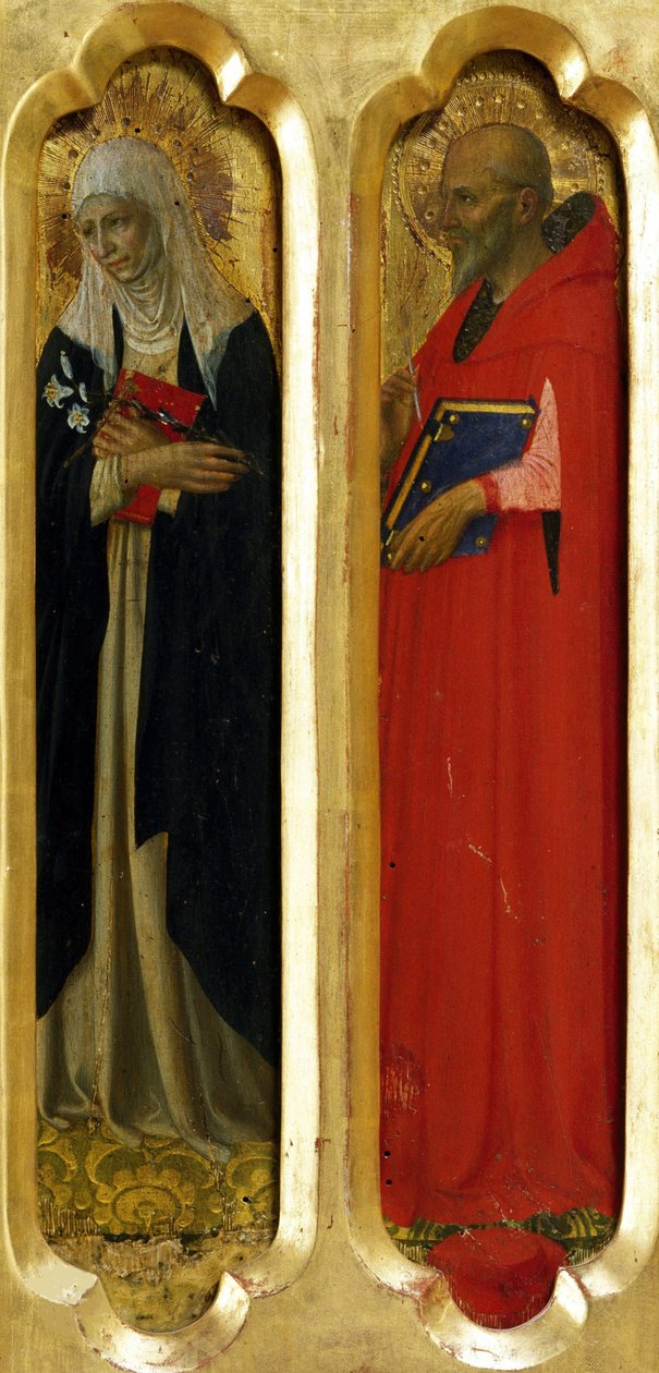 Den heliga Katarina av Siena och den helige Hieronymus från Perugias altartavla, ca 1437. av Fra Giovanni Angelico da Fiesole