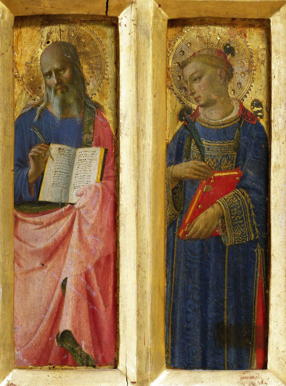 Sankt Johannes evangelisten och Sankt Stefan från Perugia altartavla, ca 1437. av Fra Giovanni Angelico da Fiesole