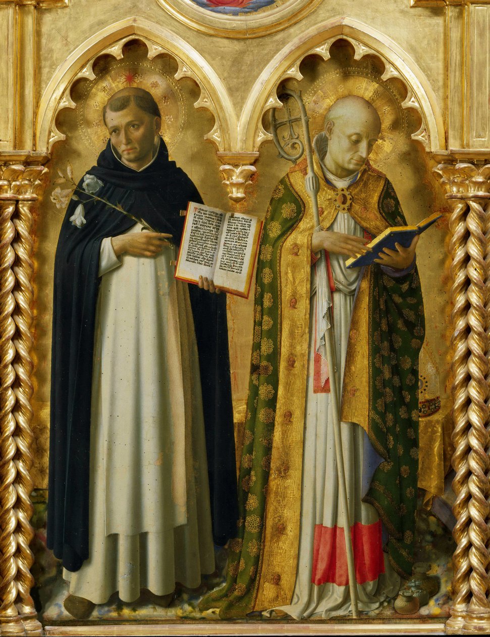 De heliga Dominicus och Nicholas av Bari från Perugia altartavla, ca 1437. av Fra Giovanni Angelico da Fiesole