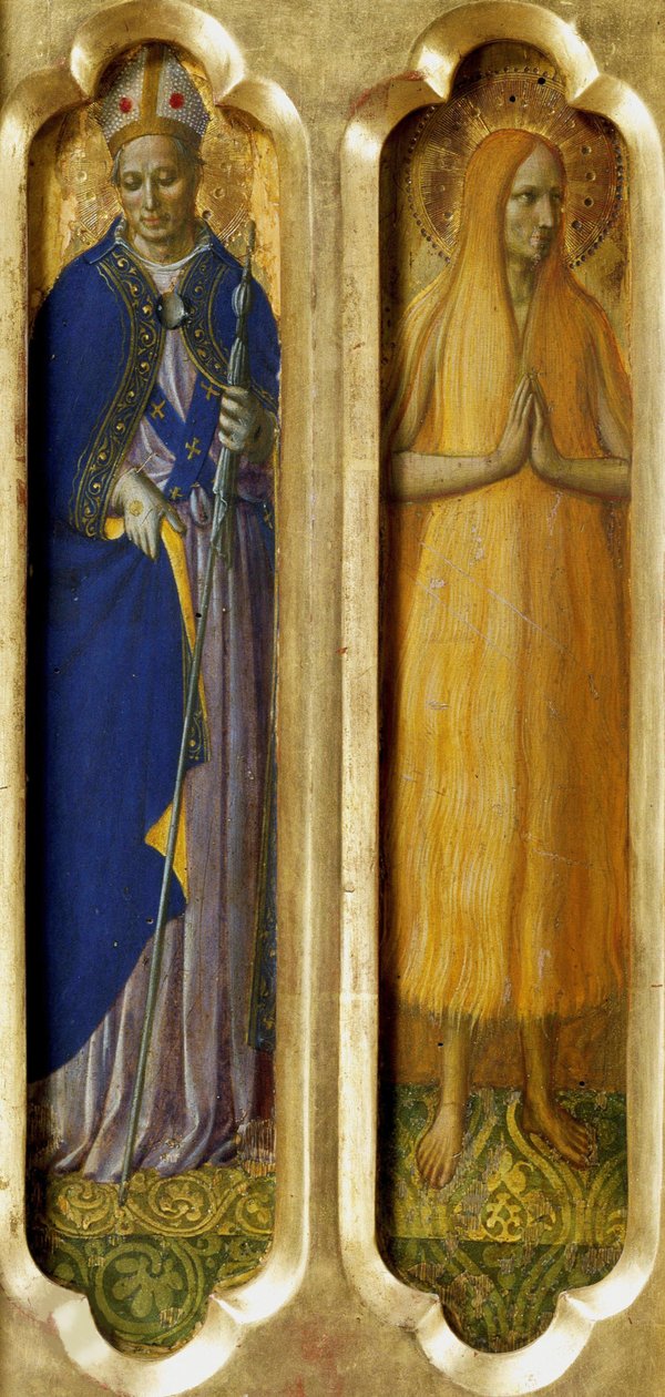 Heliga Ludvig av Toulouse och Maria av Egypten från Perugia altartavla, ca 1437. av Fra Giovanni Angelico da Fiesole