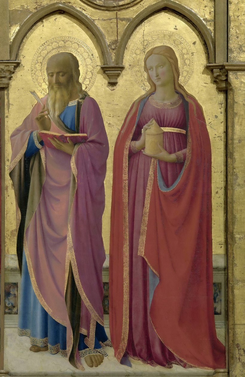 De heliga Matteus och Maria Magdalena. Cortona Polyptych, ca 1437. av Fra Giovanni Angelico da Fiesole
