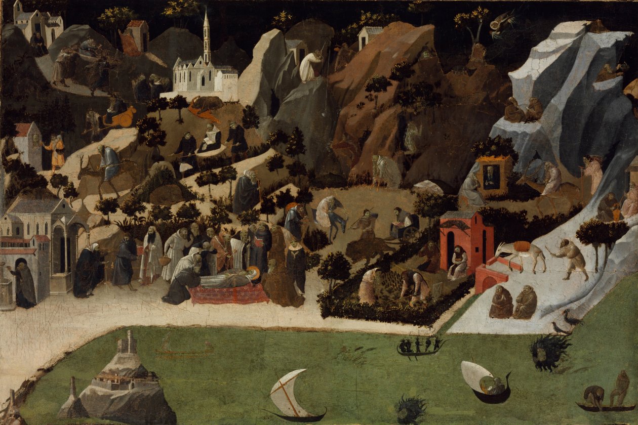 Scener från ökenfäderna Thebaids liv av Fra Giovanni Angelico da Fiesole