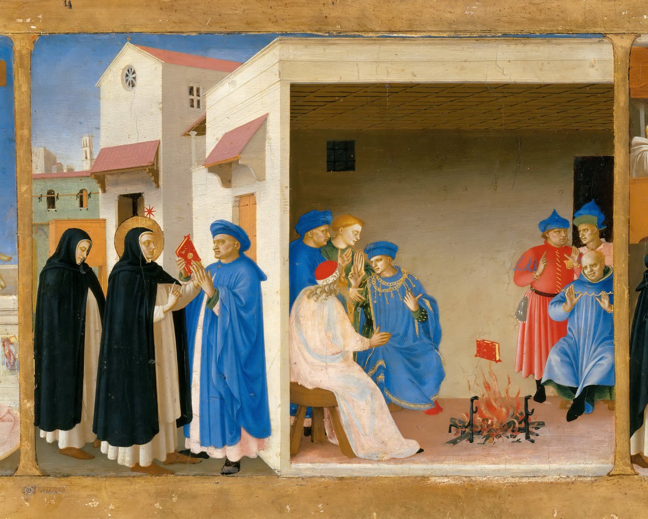 The Dispute of Saint Dominic and the Miracle of the Book Predella of the retable The Coronation of av Fra Giovanni Angelico da Fiesole