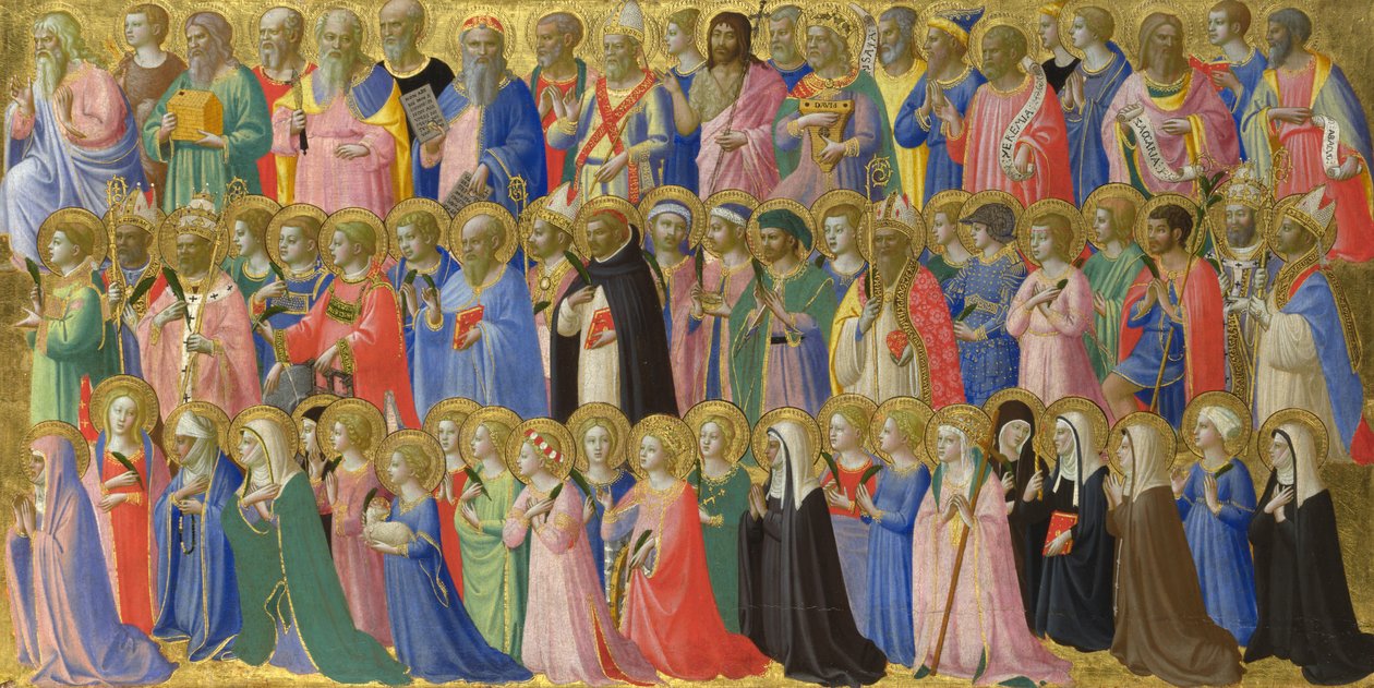 The Preerunners of Christ with Saints and Martyrs Panel från Fiesole San Domenico altartavla, ca. 1423-1424 av Fra Giovanni Angelico da Fiesole