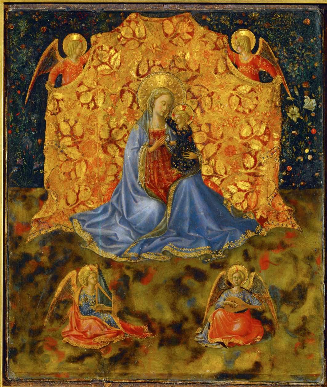 Madonna och änglar (målning på duk) av Fra & Lippi F (c.1406-69) Angelico